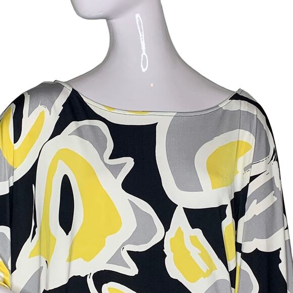 Worthington Stretch Women Top Size S 3/4 sleeve Black Yellow White Elastic Cuffs - Picture 3 of 7